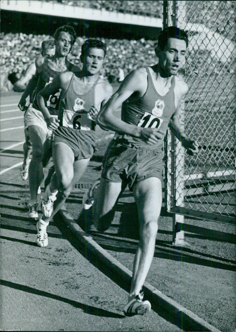 French Athletes Michel Bernard and Michel Jazy Leading Tummers over distance of 1,500 metres - Vintage Photograph