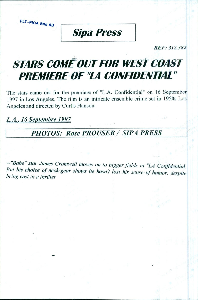 Stars Come Out for West Coast Premiere of "LA Confidential" - Vintage Photograph