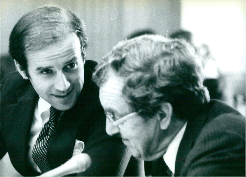 SENATORS MUSKIE & BIDEN Senatorial discussions - Vintage Photograph