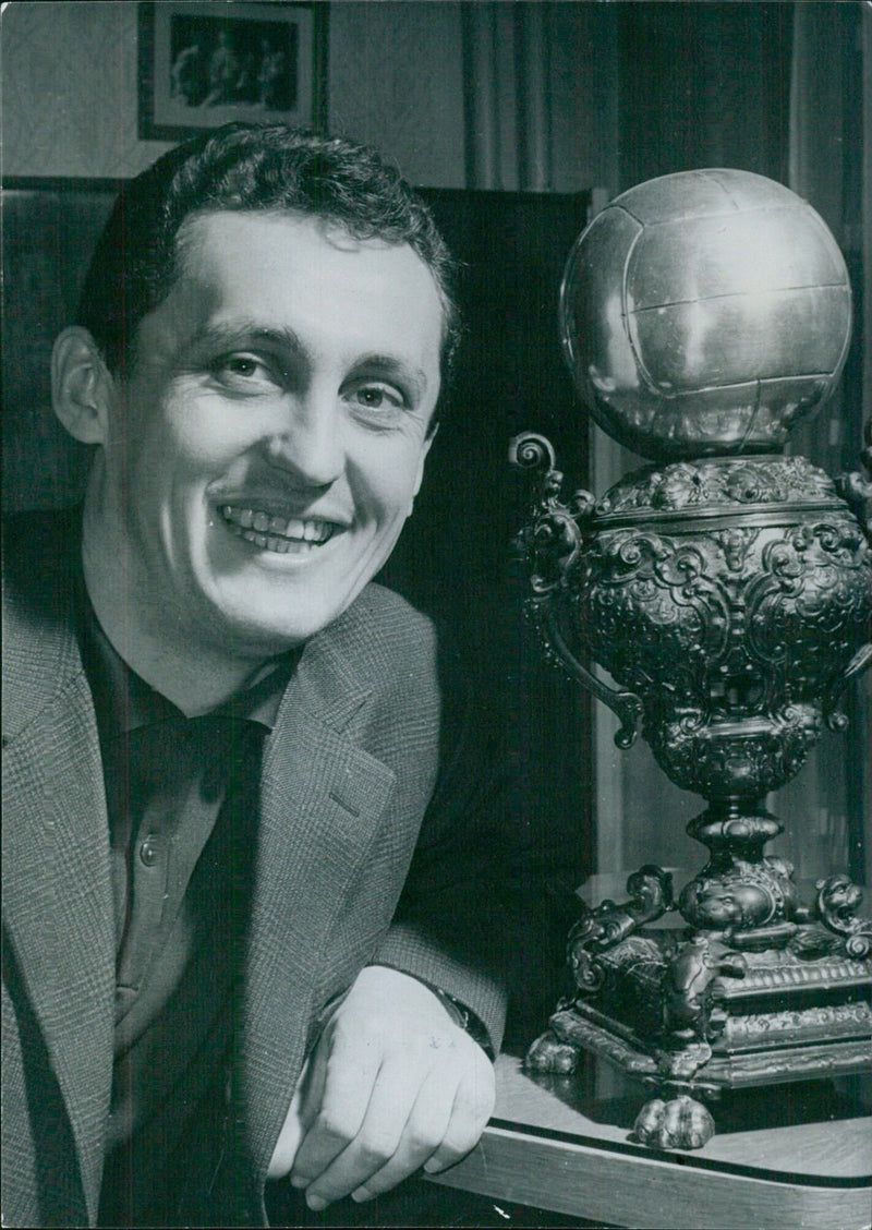 Hungarian Footballer Florian Albert with Trophy - Vintage Photograph