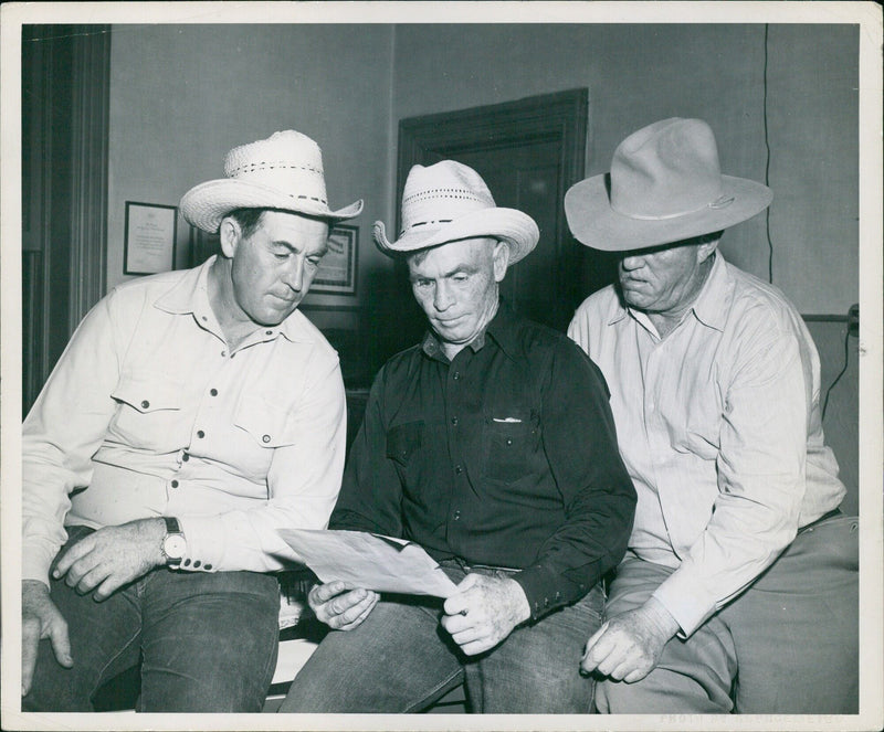 Three rodeo judges and cowboys - Vintage Photograph