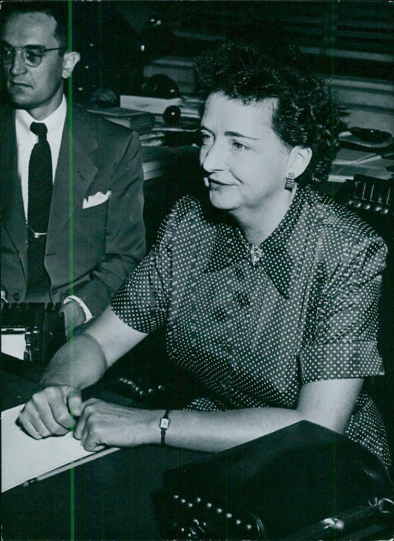 Miss Elizabeth Bentley giving evidence before the U.S. Senate Judiciary Committee - Vintage Photograph