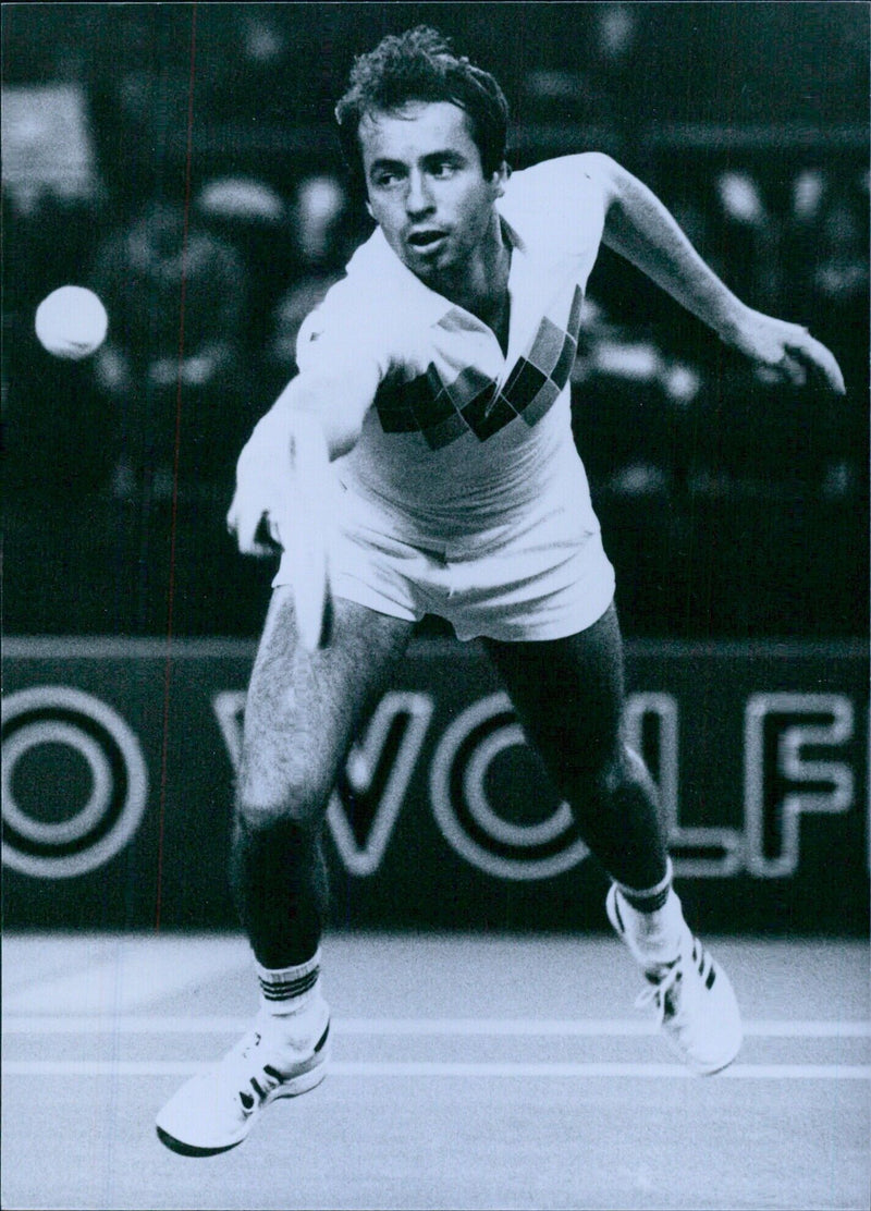 Czech Tennis Player Stanislav Birner in Action - Vintage Photograph