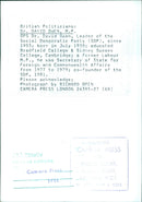 Dr. David Owen, Leader of the Social Democratic Party (SDP) - Vintage Photograph