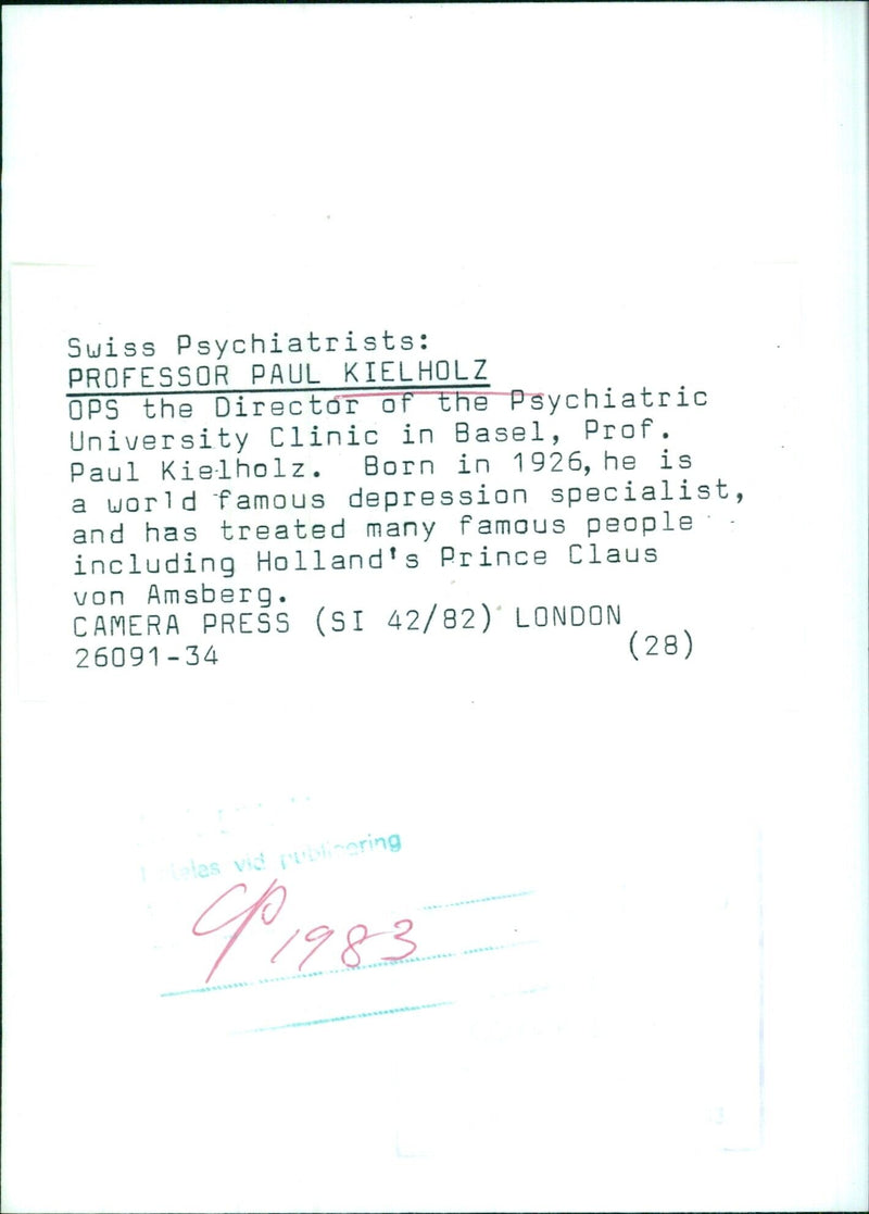 Professor Paul Kielholz, Director of the Psychiatric University Clinic in Basel - Vintage Photograph