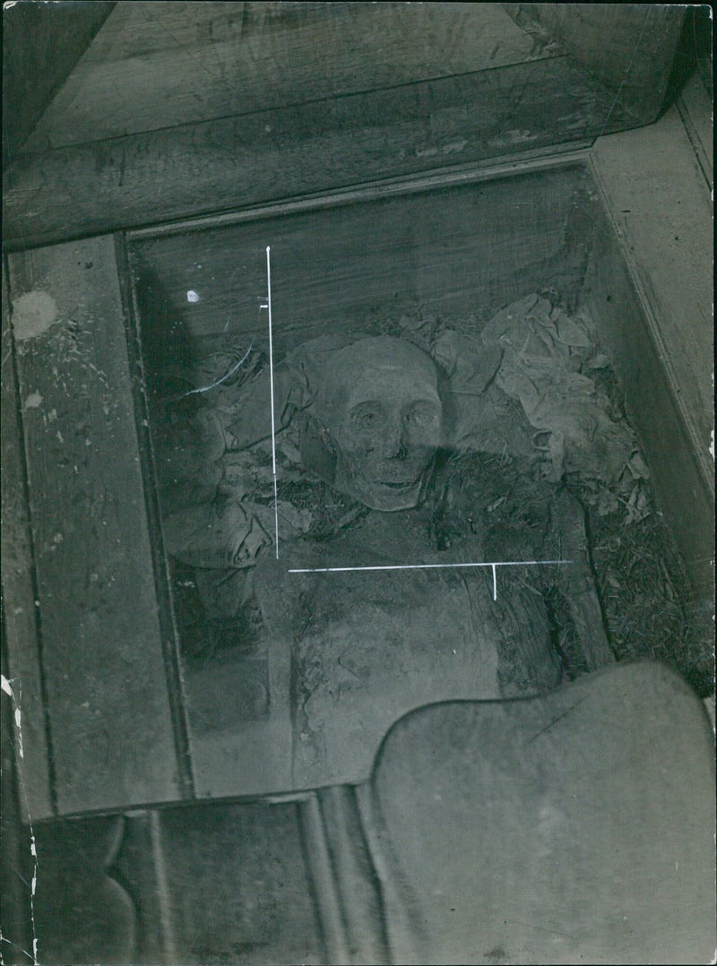 James Hepburn, the third husband of Mary Stuart, in his coffin beneath the floor of Faarevejle Church - Vintage Photograph