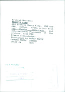 British Writers: FRANCIS KING OPS - Vintage Photograph