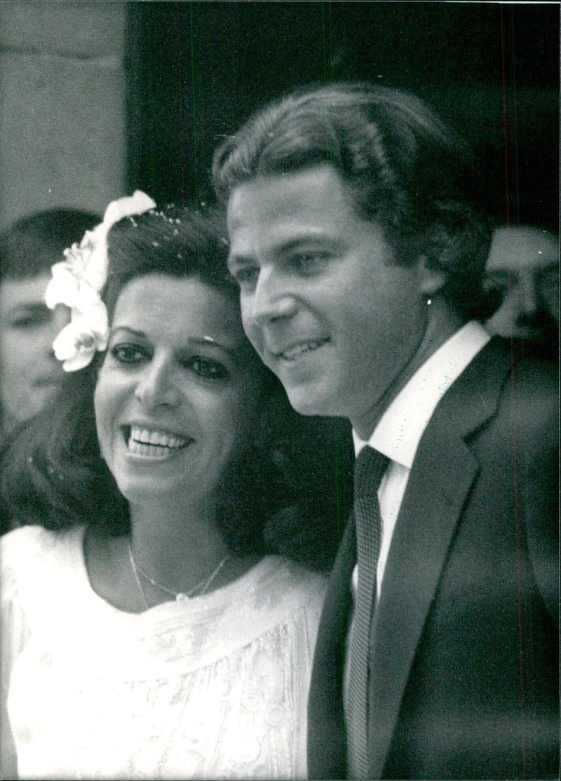 Christina Onassis and Thierry Roussel at their wedding - Vintage Photograph