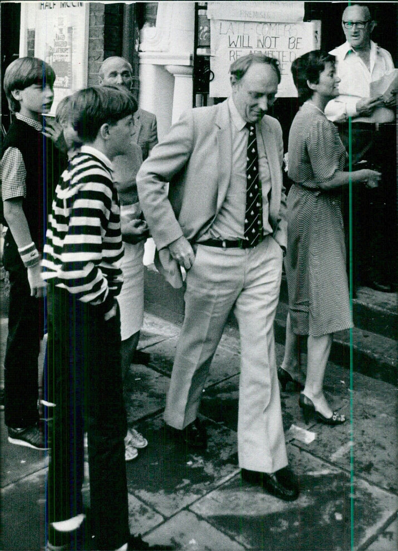 British Politicians Neil Kinnock & Family at Half Moon Theatre - Vintage Photograph