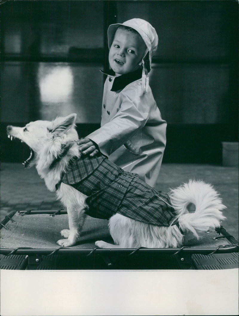 Child with the Yawning dog. - Vintage Photograph