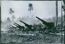 Howitzers against the Japanese on Leyte. - Vintage Photograph