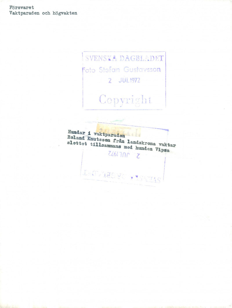 A royal guard standing with a dog and guarding. - Vintage Photograph