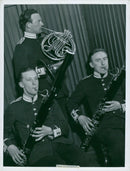 Military musical group playing band. - 20 April 1939 - Vintage Photograph