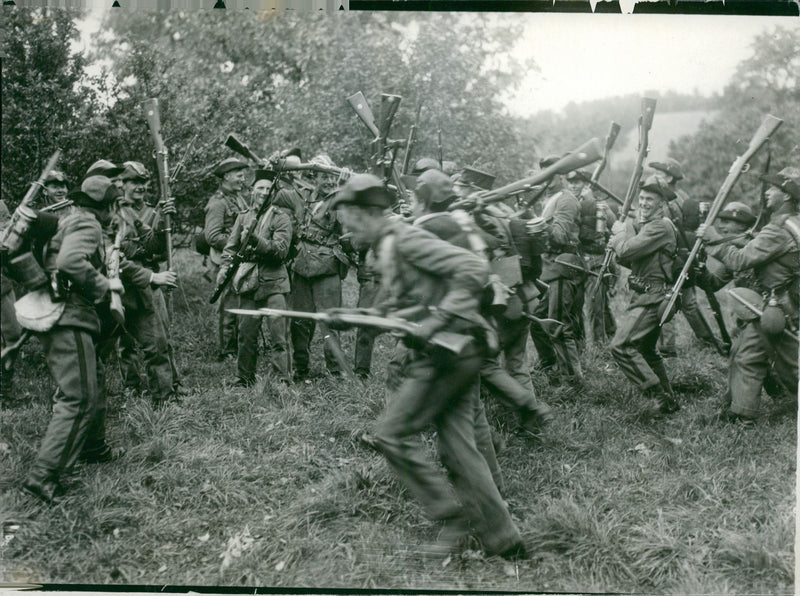 Field maneuver. Scuffle at JÃ¤rvafÃ¤ltet - Vintage Photograph
