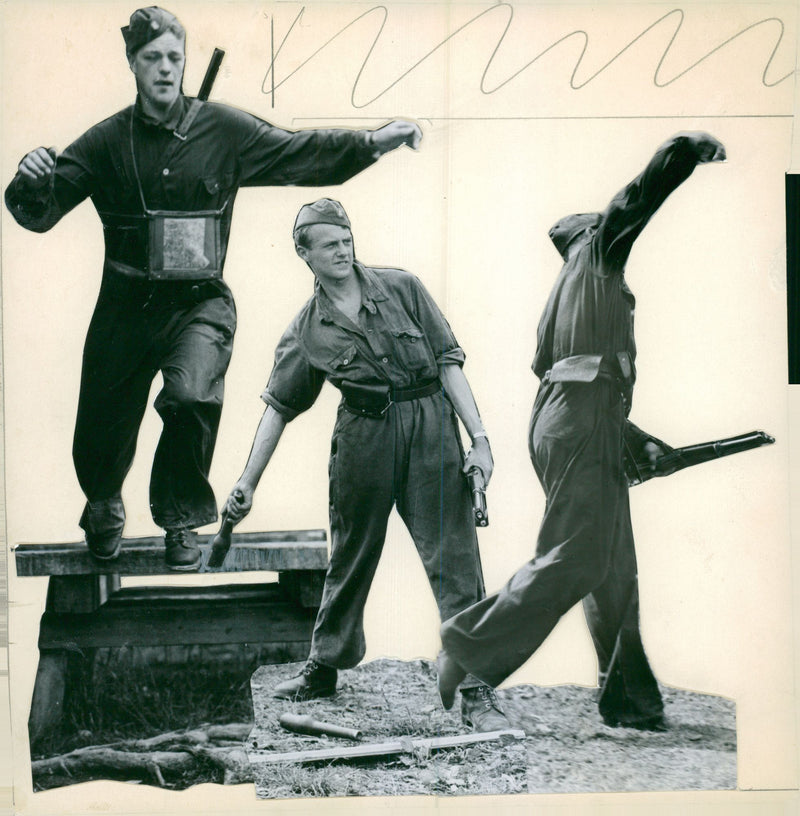 Hurdles and hand grenade throwing at the Machine Gun Company eventing 1939 - Vintage Photograph