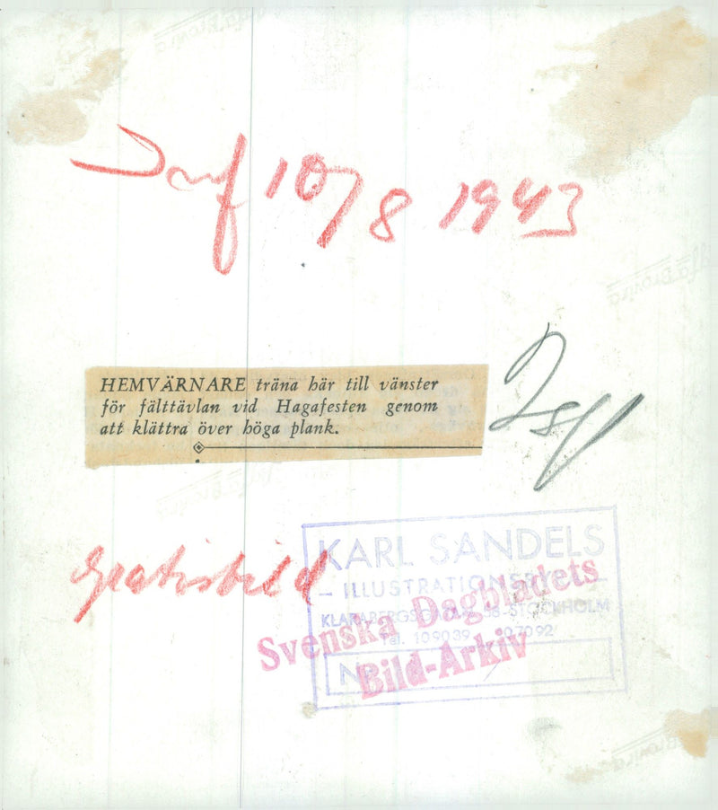 Swedish military emergency service July to Dec 1943 - Vintage Photograph