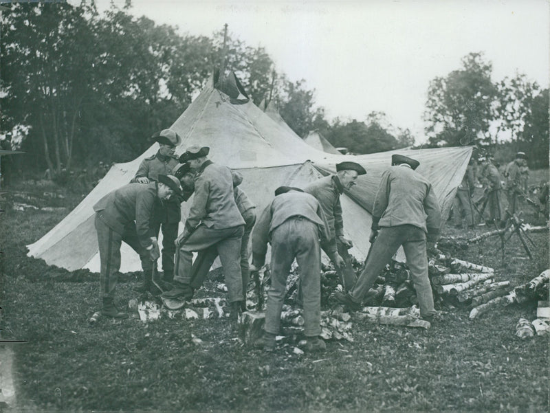Set of tents at field operation. - Vintage Photograph