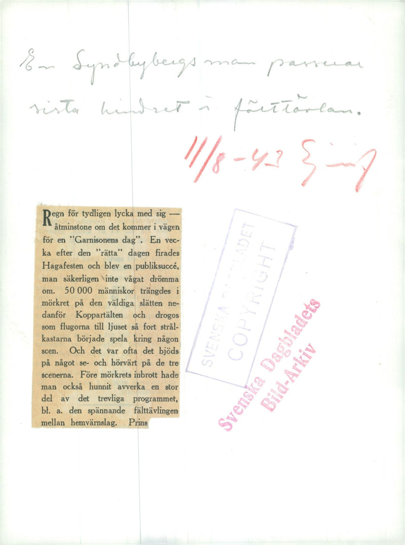 Swedish military emergency service July to Dec 1943 - Vintage Photograph