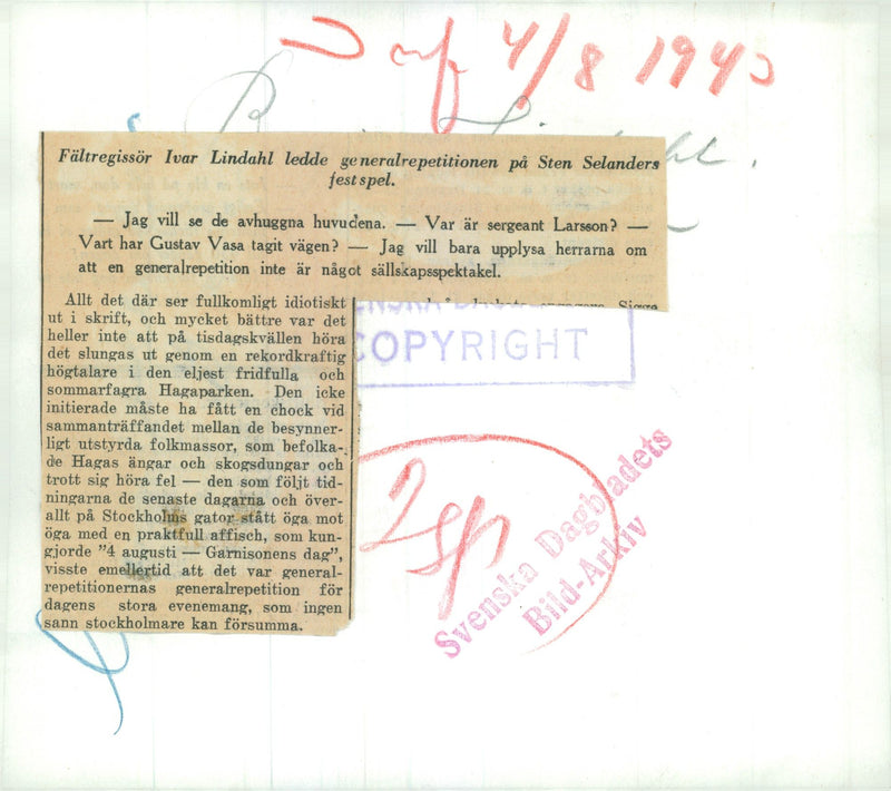 Swedish military emergency service July to Dec 1943 - Vintage Photograph