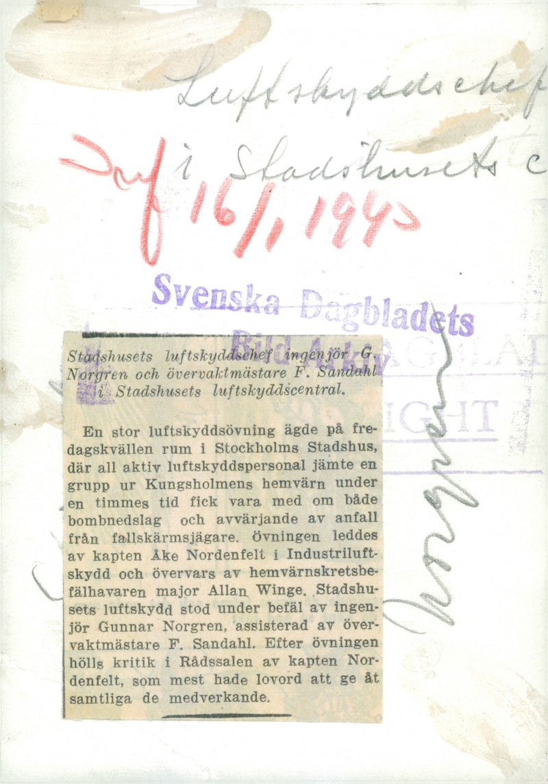 Swedish Military Civil Defense exercise 1943-1949 - Vintage Photograph