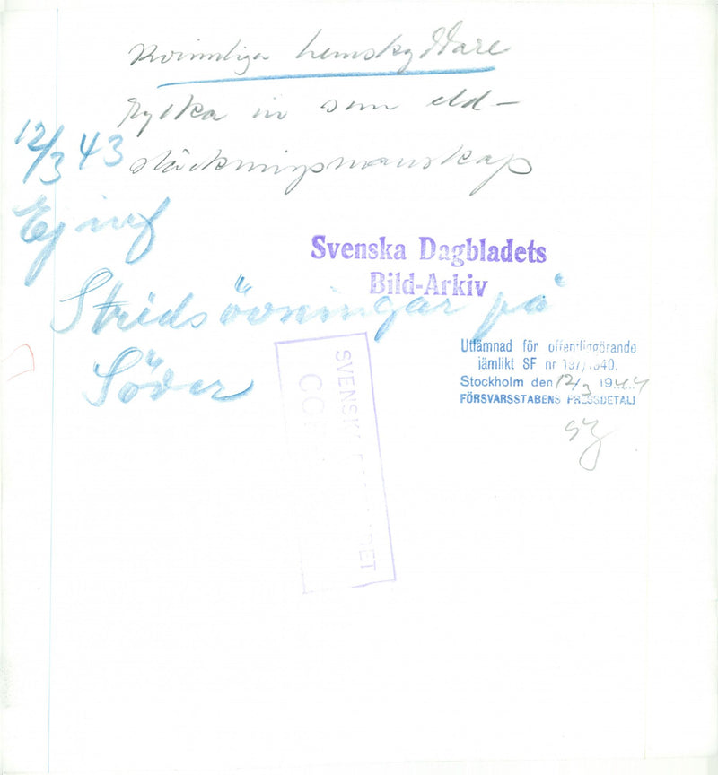 Swedish Military Civil Defense exercise 1943-1949 - Vintage Photograph