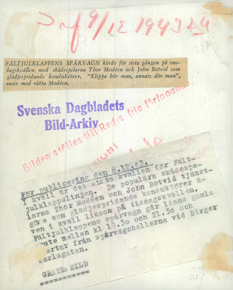 Swedish military emergency service July to Dec 1943 - Vintage Photograph