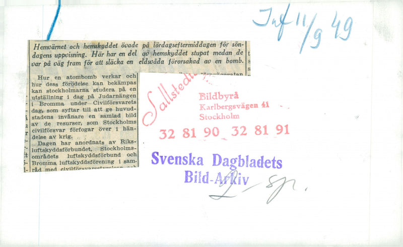 Swedish Military Civil Defense exercise 1943-1949 - Vintage Photograph