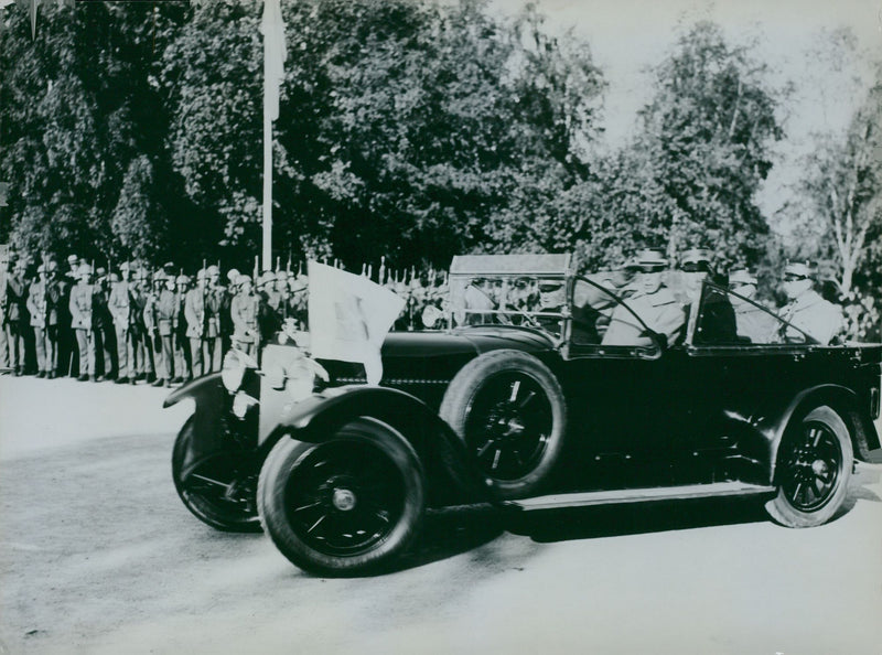 Car at field operation. - Vintage Photograph