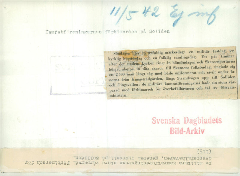 Swedish Military and Army 1941-1943 - Vintage Photograph