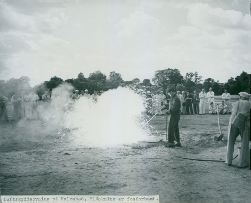 Swedish Military Civil Defense exercise 1943-1949 - Vintage Photograph