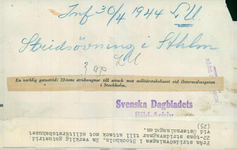 Swedish Military Field maneuvers Jan-June 1944 - Vintage Photograph