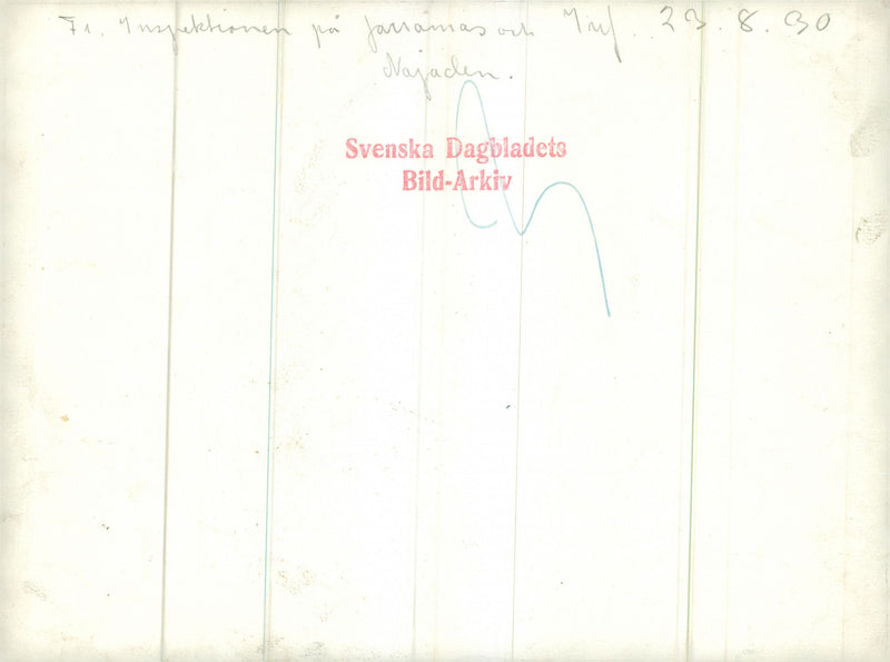 Inspection on Jarramas and Najaden. A picture from SjÃ¶mansskolans education course. - 23 August 1930 - Vintage Photograph