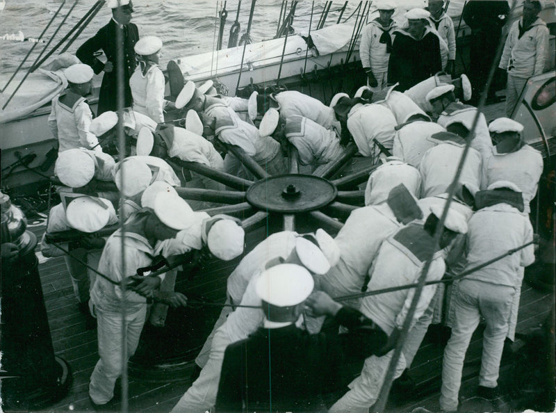 Inspection on Jarramas and Najaden. A picture from SjÃ¶mansskolans education course. - 23 August 1930 - Vintage Photograph