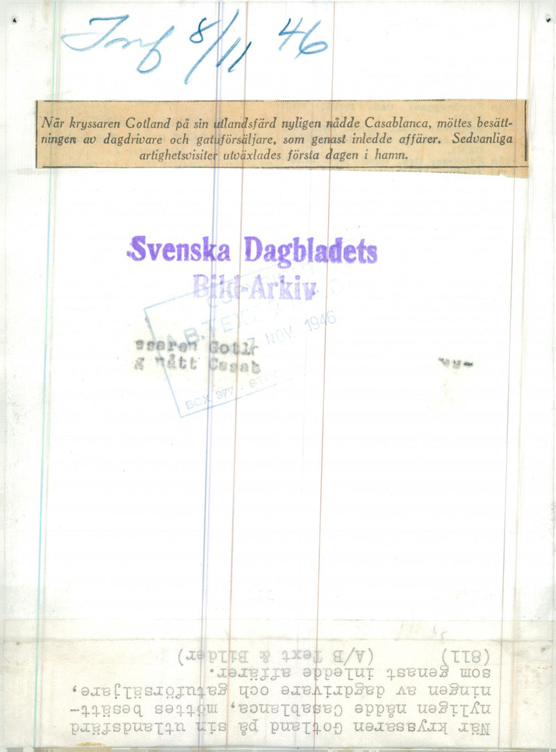 Swedish navy. Military ship Gotland - Vintage Photograph