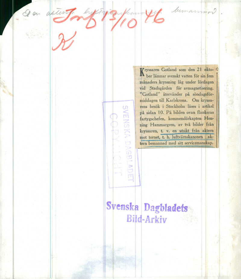 Swedish navy. Military ship Gotland - Vintage Photograph