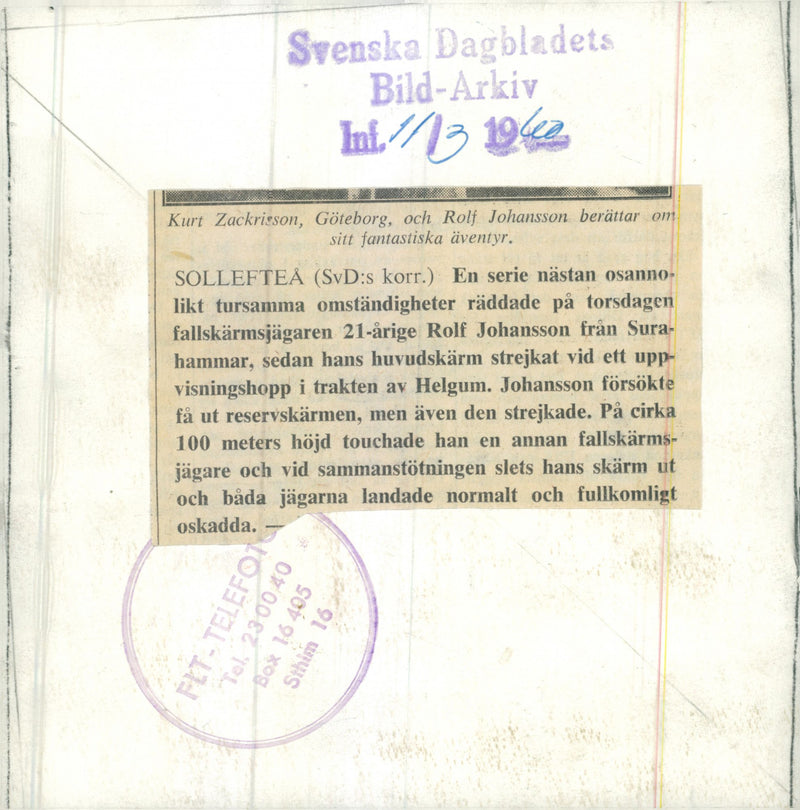 Swedish Military parachute troops - Vintage Photograph