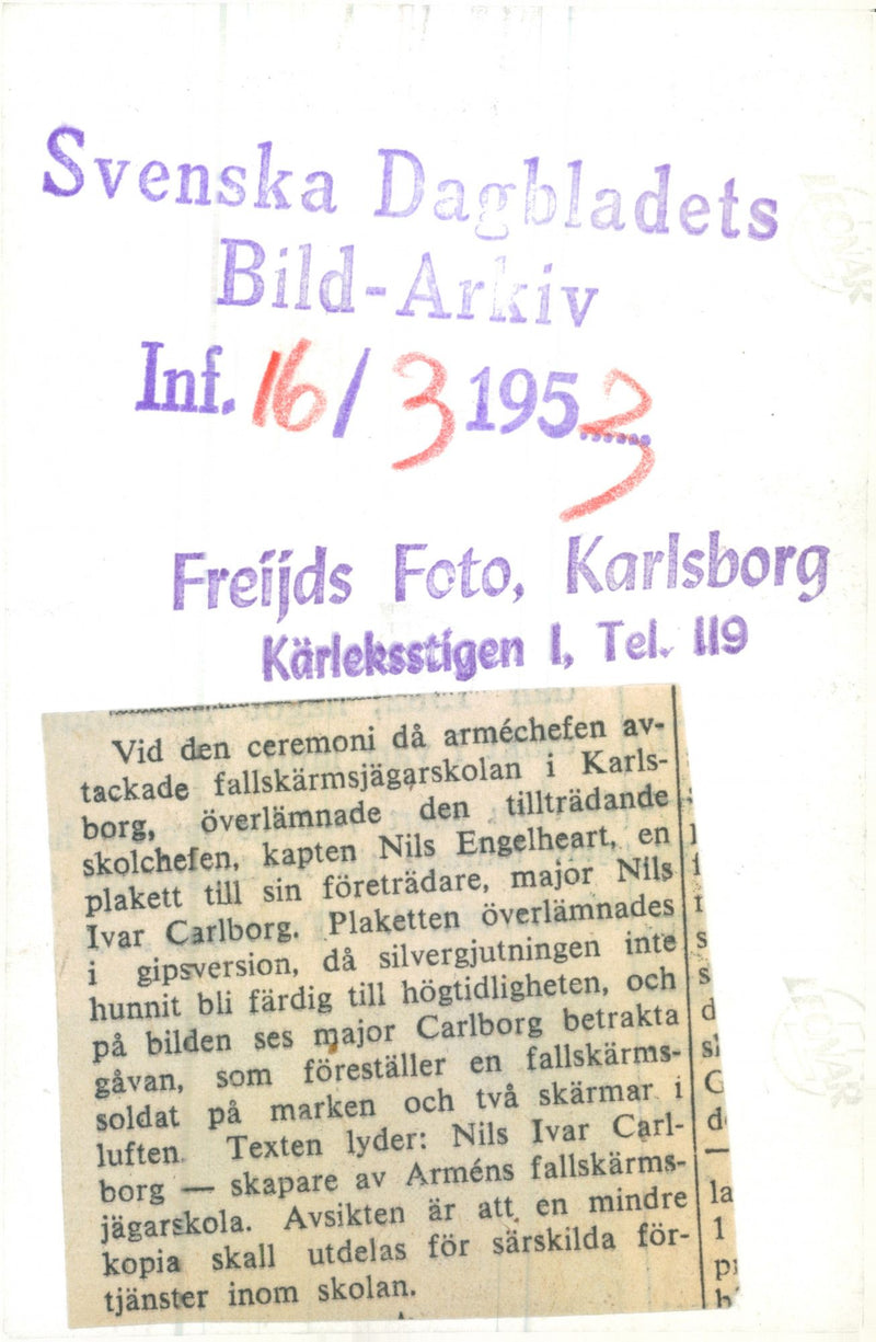 Swedish Military parachute troops - Vintage Photograph