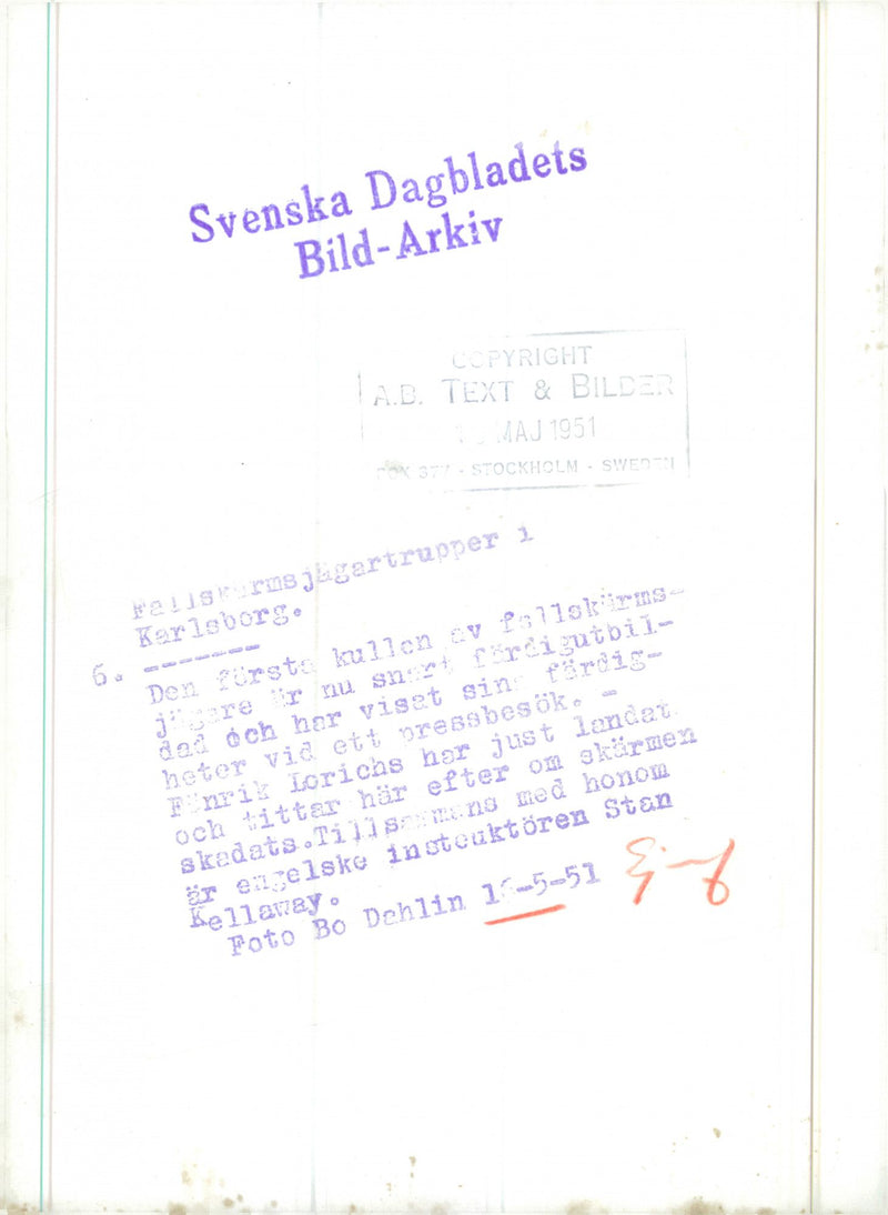 Swedish Military parachute troops - Vintage Photograph