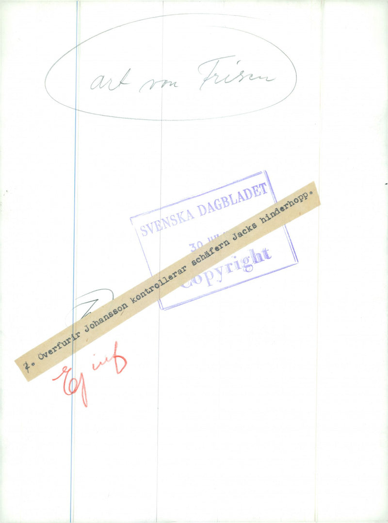 Field Police Academy. Overman Johansson controls the SchÃ¤fer Jack's barrier test. - Vintage Photograph