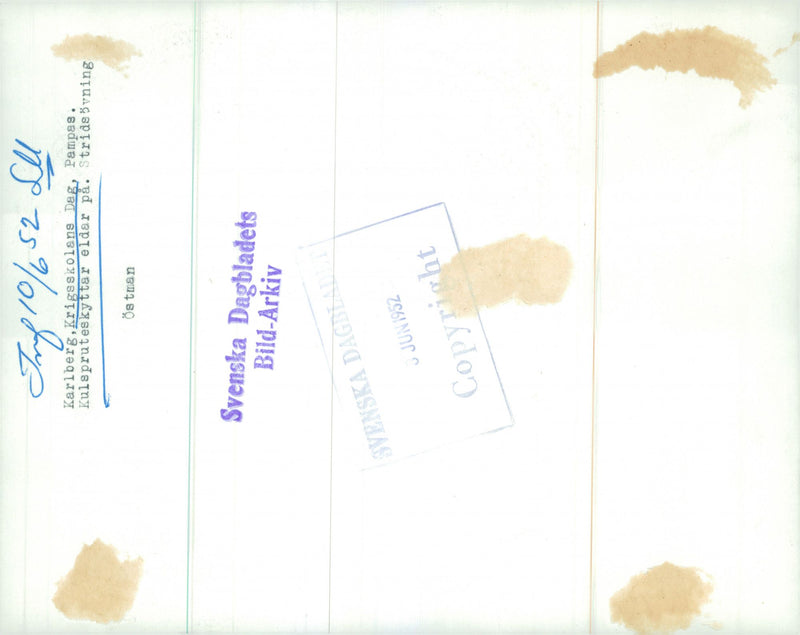 War School Day at Pampas. Sprinklers shoot fire. - Vintage Photograph