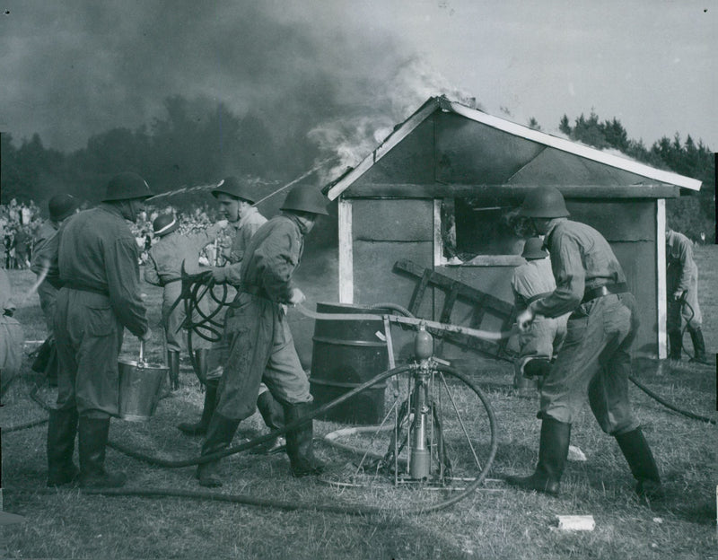 Swedish Military Civil Defense exercise 1943-1949 - Vintage Photograph