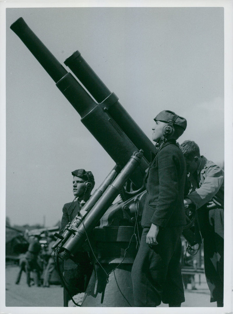Swedish military air defense 1937 and earlier - Vintage Photograph