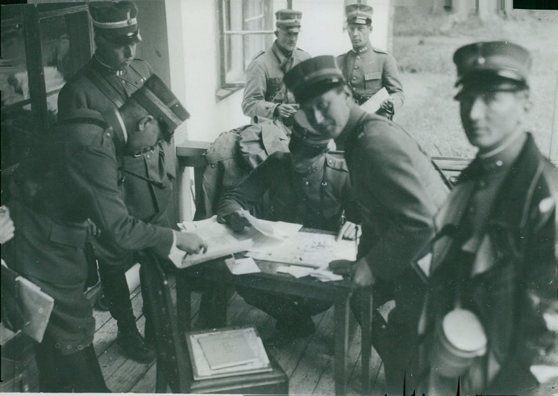 Headquarters Exercise map at VÃ¤stgÃ¶ta maneuver. - Vintage Photograph
