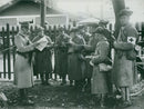 Soldiers gathered to meeting during a Field maneuver in 1931. - Vintage Photograph