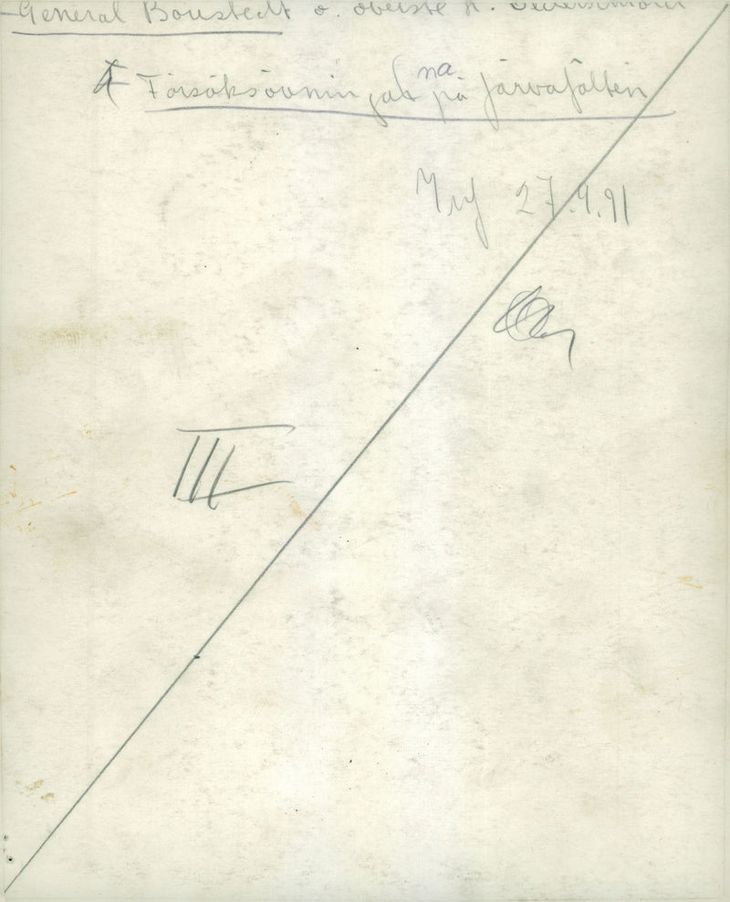 General Boustedt and a colleague with a high degree plan the experimental exercise at the JÃ¤rna Field. - 27 September 1931 - Vintage Photograph