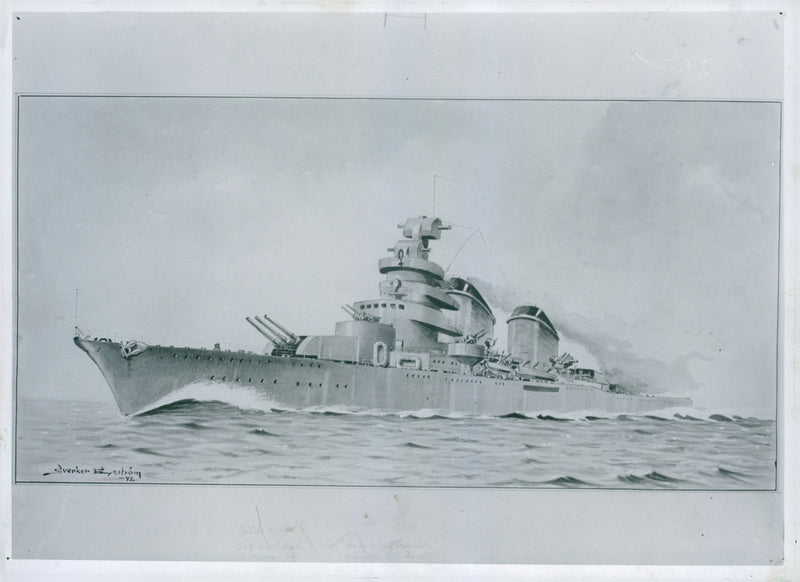 Detailed press view of the cross-country HMS Tre Kronor - 2 April 1942 - Vintage Photograph
