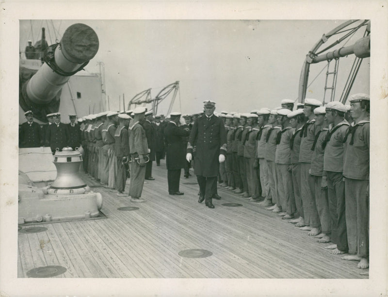 The Navy's Supreme Commander Amiral Ribs, On Inspection. - Year 1934 - Vintage Photograph