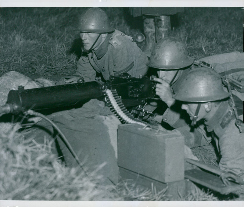 Nighttime shooting practice - 1 September 1936 - Vintage Photograph