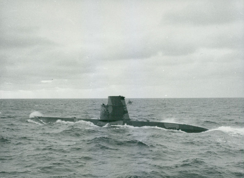 The Navy submarines in the rampage through the sea - Vintage Photograph