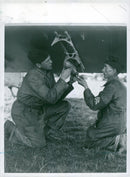 Bomb aircraft display, the bombs are mounted in brackets under the aircraft wings - 20 September 1937 - Vintage Photograph
